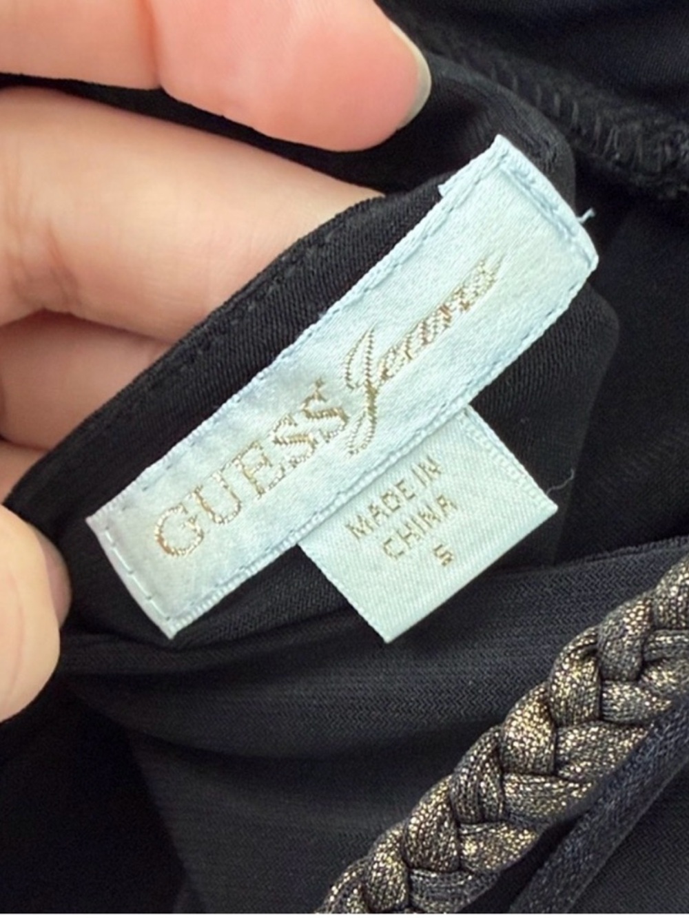 Guess Black Halter Mini Dress | Gold Trim | Backless Empire Waist | Size S - Picture 5 of 5
